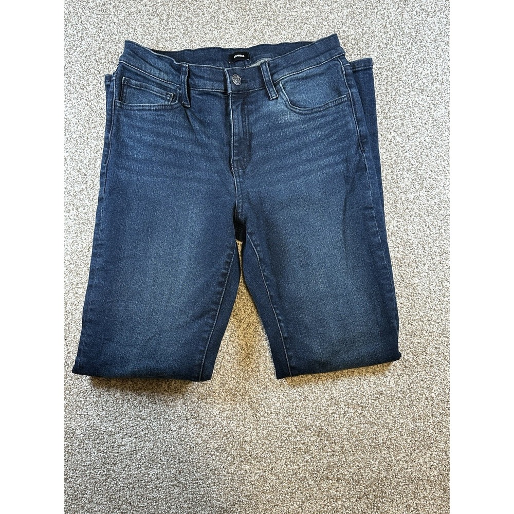 EXPRESS Jeans Womens Size 10 Dark Wash‎ Mid Rise Boot Cut Stretch Denim